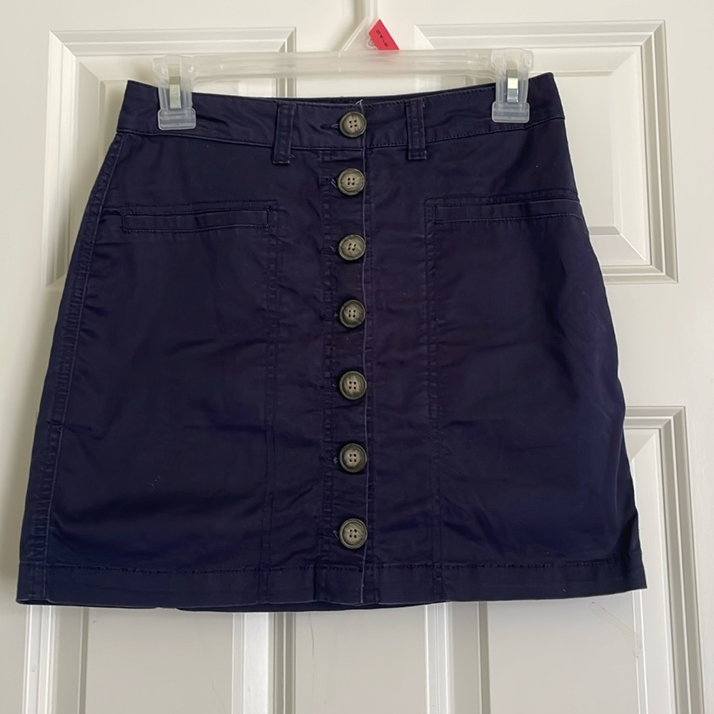 Navy Button Up Skirt